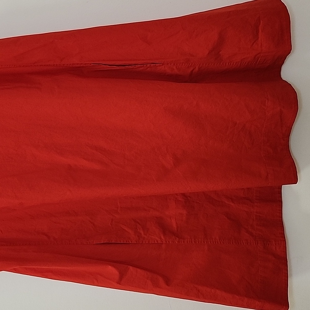 Eileen Fisher Poplin Dress  96% Organic Cotton Stretch Red  Sleeveless SZ Large - Picture 5 of 16